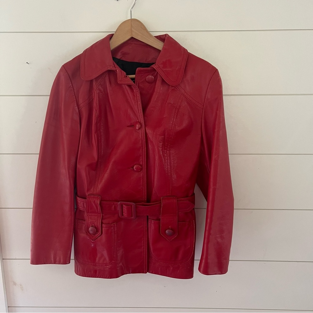 Vintage Red Leather coat sz s
